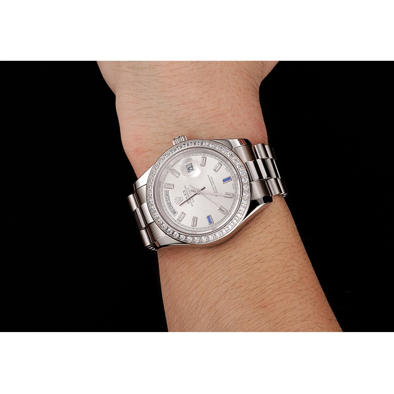 Aaa fake watches Staineless Steel Diamonds 1454109 Rolex Day-Date Bracelet Bezel Swiss 0714